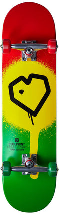 Blueprint Spray Heart V2 Komplet Skateboard - Rasta 2