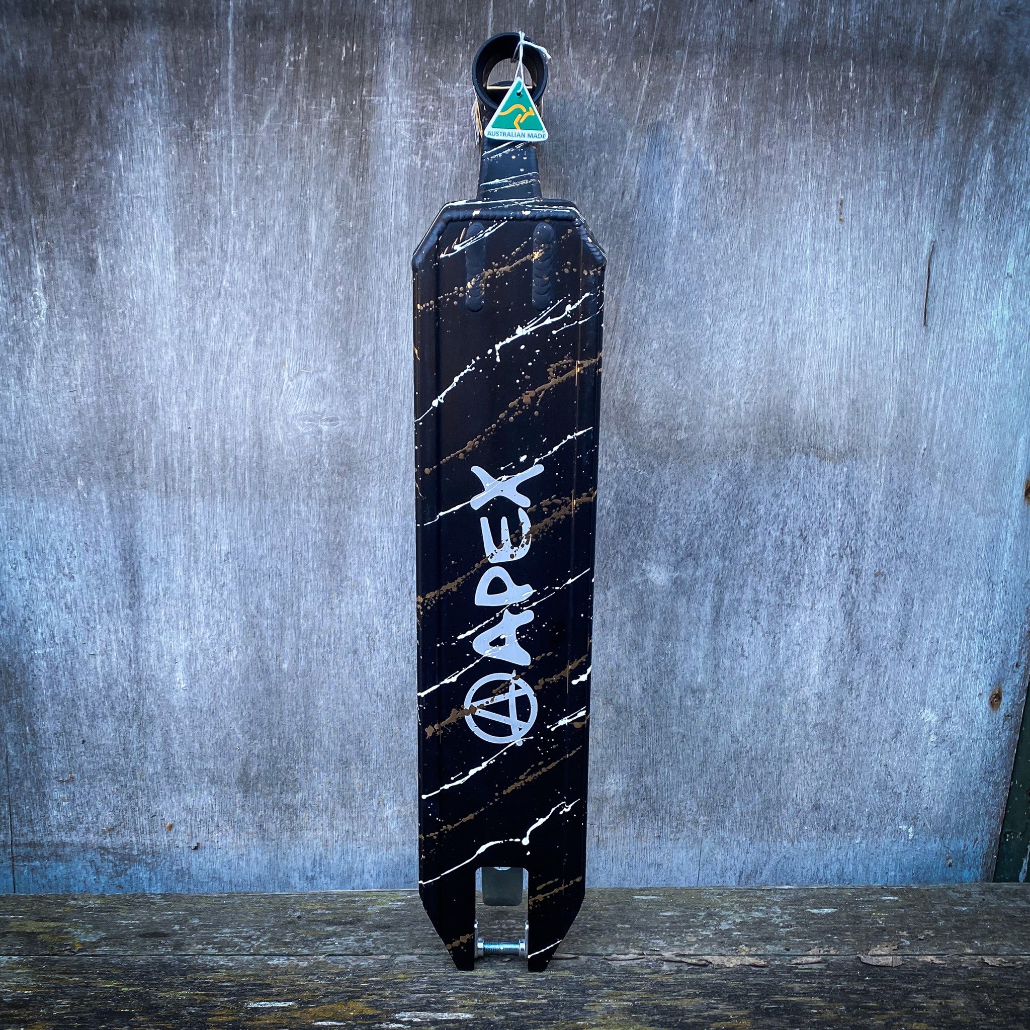 Apex ID Limited 4.5" Kickbike Deck - Black/White/Gold Splash