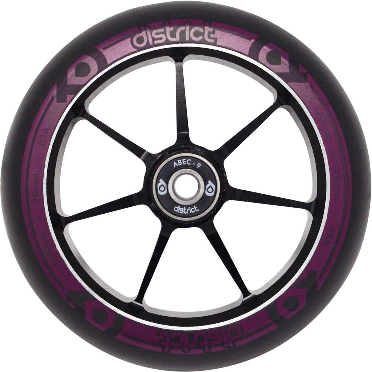 District Dual Width Core Hjul Til Løbehjul - Black/Magenta-ScootWorld.dk