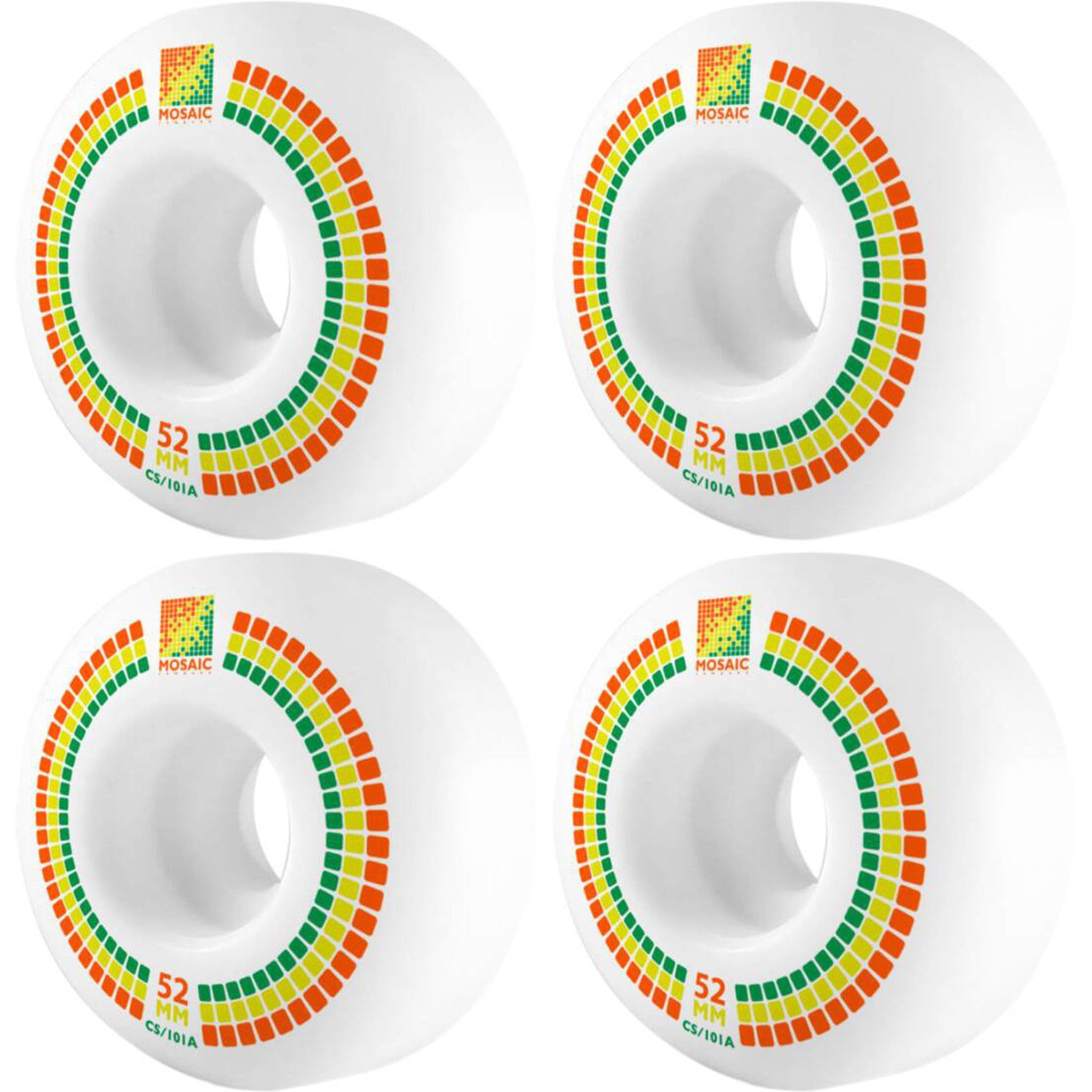 Mosaic CS Classic 101A Skateboard Hjul 4-Pak - White/Orange/Yellow-ScootWorld.dk