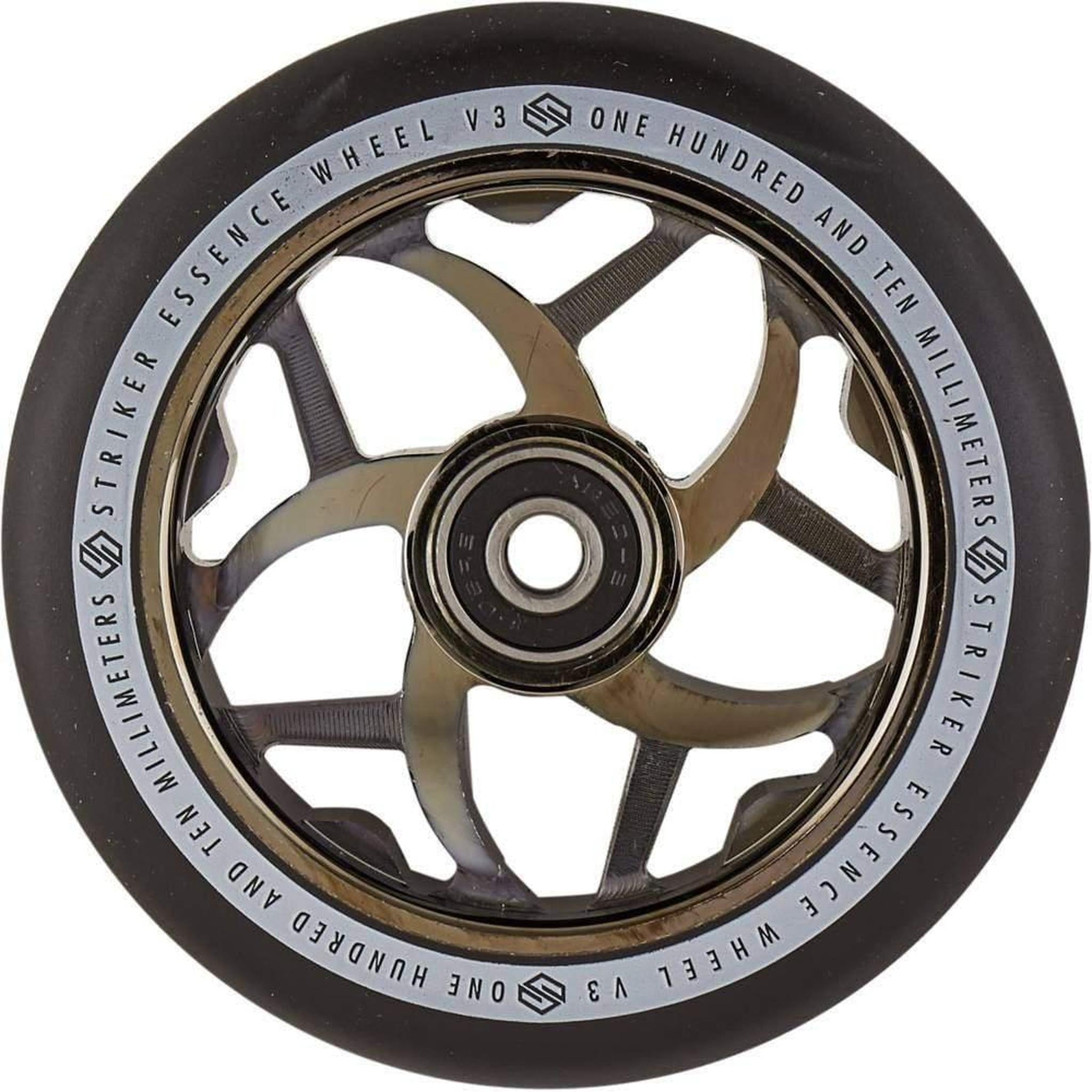Striker Essence V3 Svart PU 110mm Kickbike Hjul - Metallic Black-Hjul till sparkcyklar-ScootWorld.se